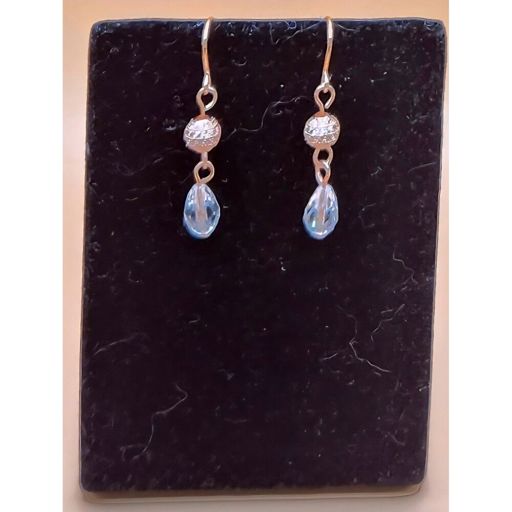 Crystal and Rose Gold Drop Earrings - Picture 2 of 4